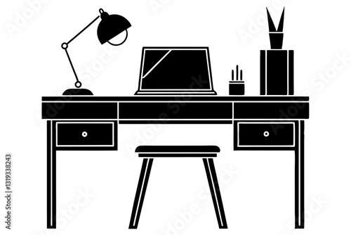 Office desk minimalist vector design