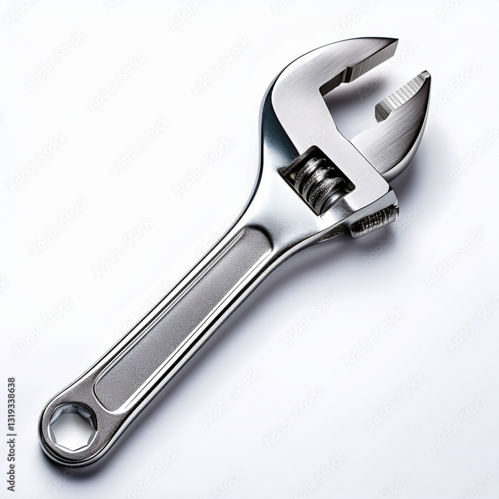 A realistic metalic double ended open wrench with a sleek silver finish,essential hand tool A realistic metalic double ended open wrench with a sleek silver finish,essential hand tool