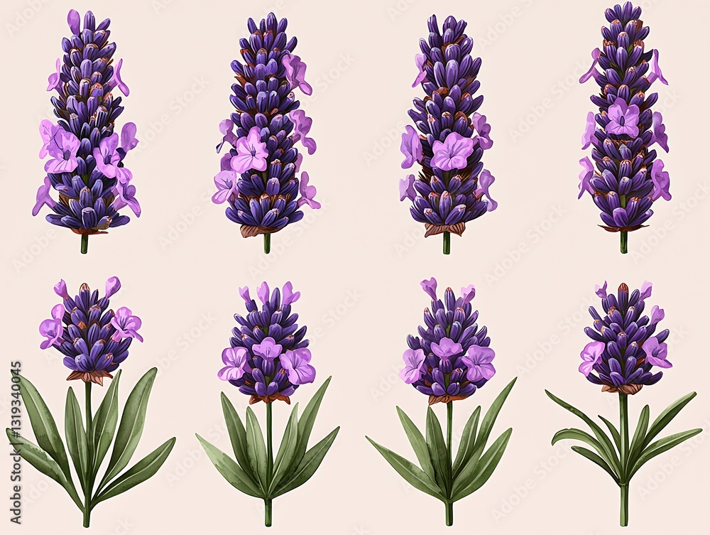 Naklejka premium Lavender Flowers: Botanical Illustration.