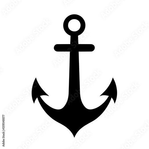 Minimalist black silhouette of an anchor symbolizing stability and maritime life