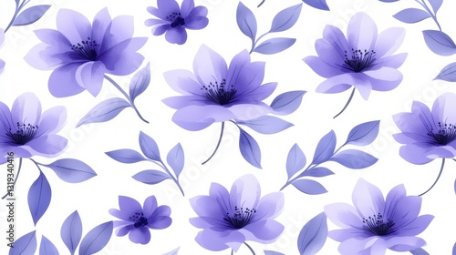 Wallpaper Mural Seamless purple floral pattern on white background, ideal for textiles, home decor and charming crafts Torontodigital.ca