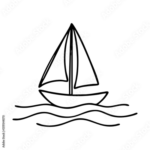 Sailboat sailing on wavy water