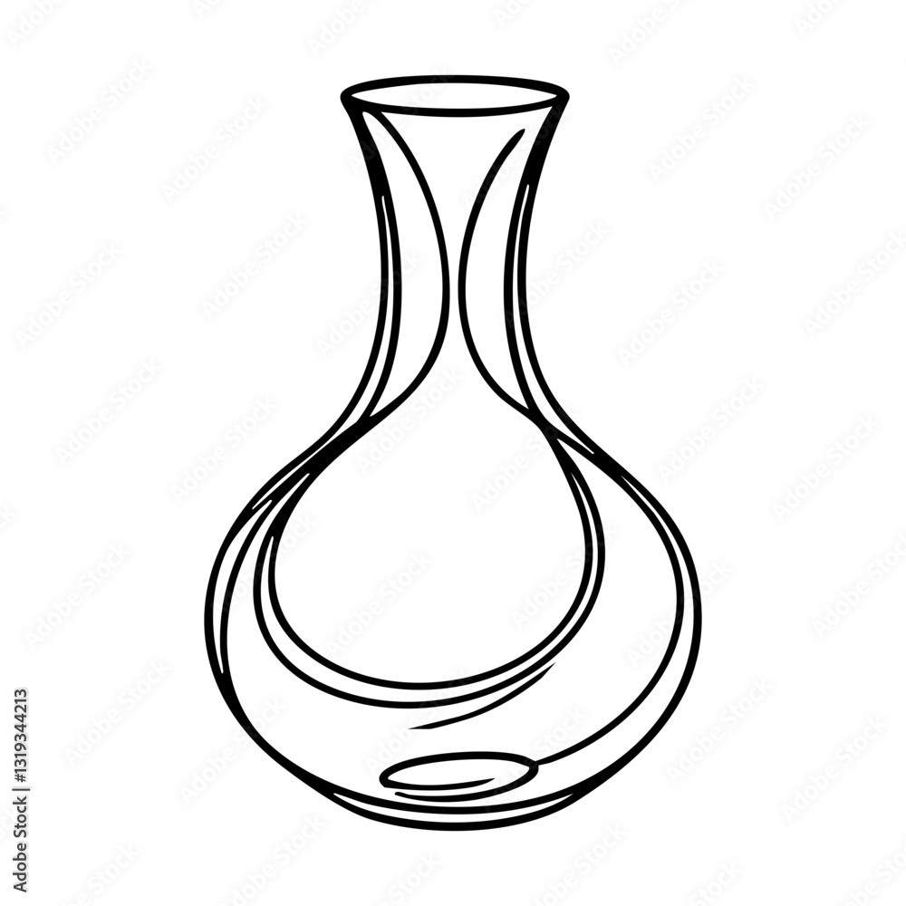 Line art glass carafe on white background Line art glass carafe on white background