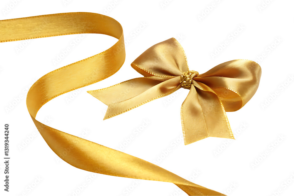Golden ribbon and bow, elegant and luxurious. Golden ribbon and bow, elegant and luxurious.