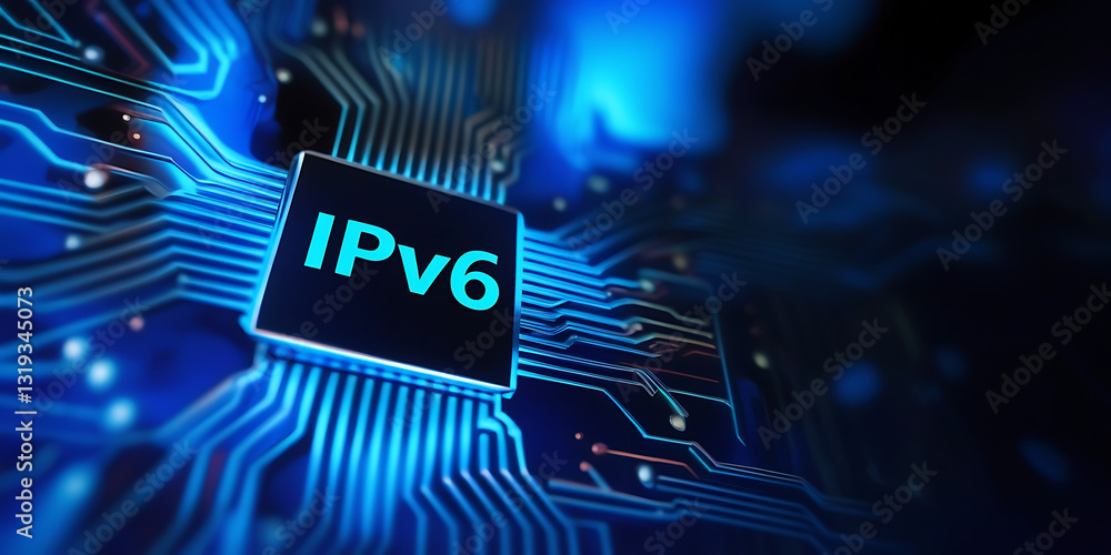 Fototapeta premium IPv6 Chip – Advancing Internet Protocol and IP Addressing Technology