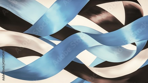Wallpaper Mural Abstract ribbons in blue, black, and white create a dynamic and modern visual aesthetic. Torontodigital.ca