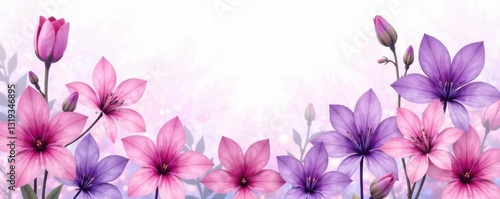 Delicate watercolor bouquet, soft purple pink blooms , stock, watercolor, texture