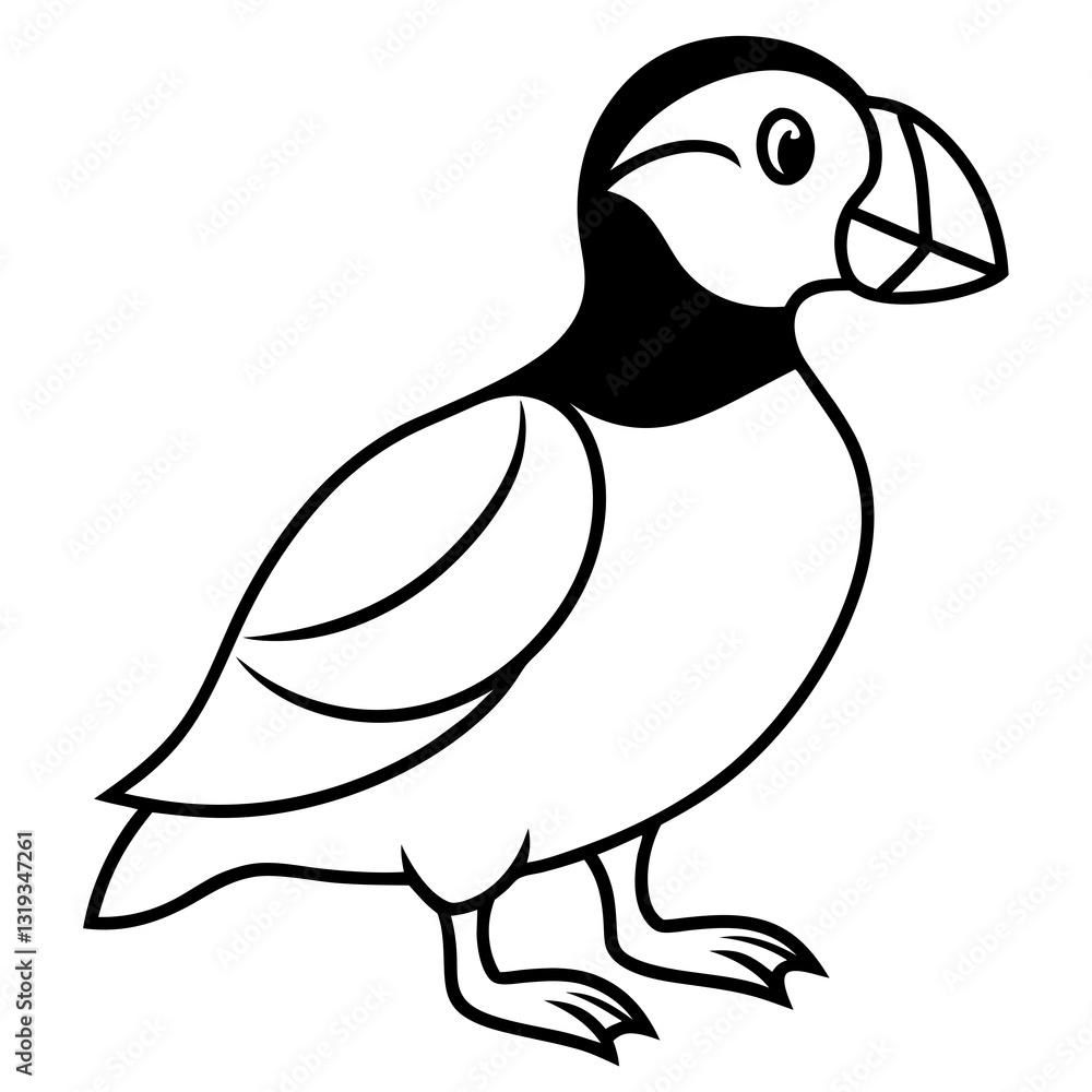 Obraz premium Elegant Puffin Outline Vector Art