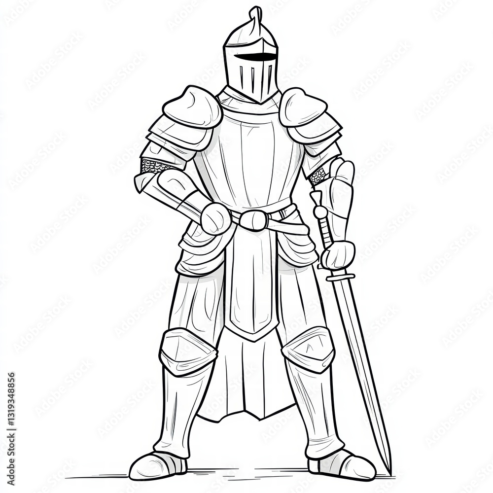 Fototapeta premium Knight Coloring Page