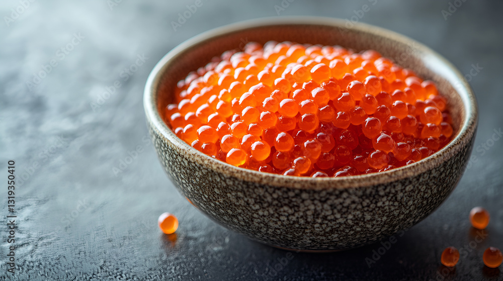 Red caviar in a ceramic bowl Red caviar in a ceramic bowl