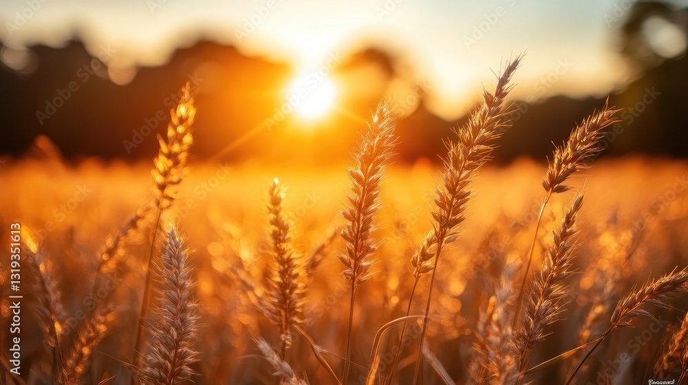 Fototapeta premium Golden wheat field at sunset