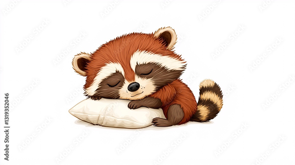 Obraz premium adorable sleeping raccoon illustration for cute animal designs