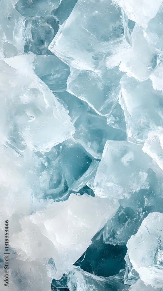 Obraz premium Crystal Cold: A close-up view of ice crystals showcasing their intricate patterns and textures. 