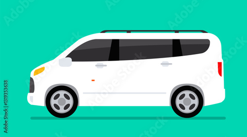 mini van car minibus side view vector illustration
