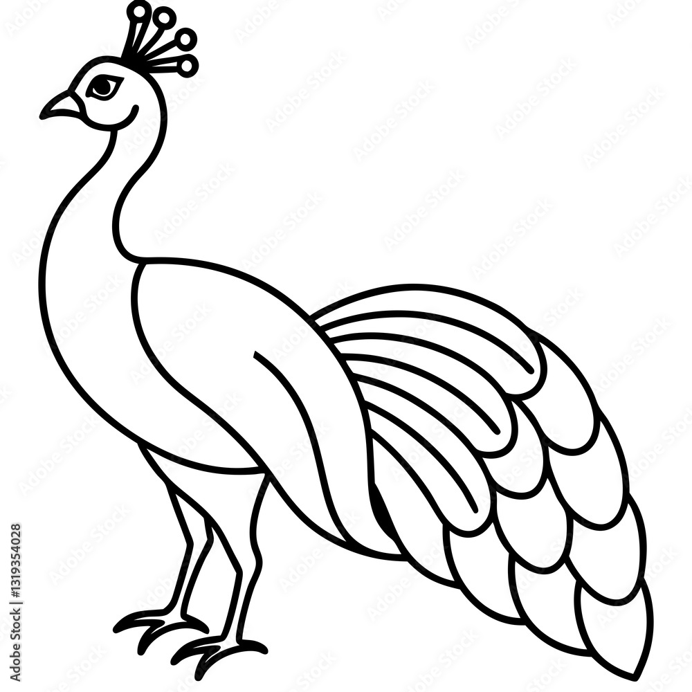 Graceful Peacock Single Line Vector Design Graceful Peacock Single Line Vector Design