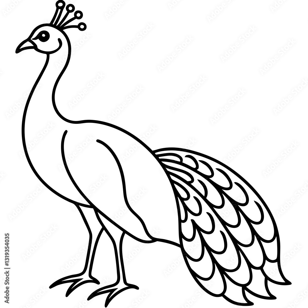 Graceful Peacock Single Line Vector Design Graceful Peacock Single Line Vector Design