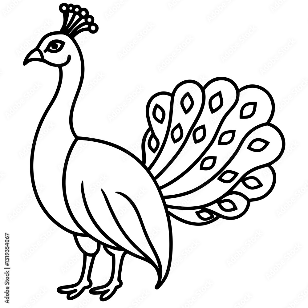 Graceful Peacock Single Line Vector Design Graceful Peacock Single Line Vector Design