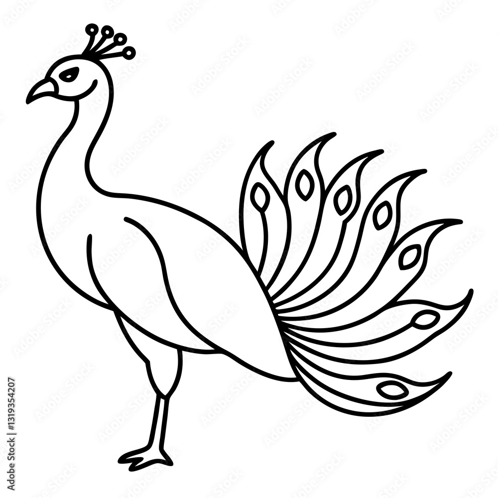 Graceful Peacock Single Line Vector Design Graceful Peacock Single Line Vector Design