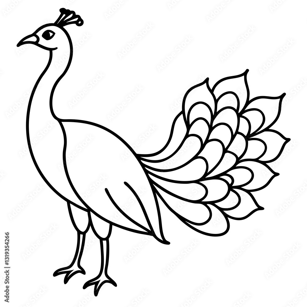 Graceful Peacock Single Line Vector Design