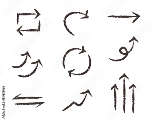 シンプルな手書きの矢印セット　鉛筆