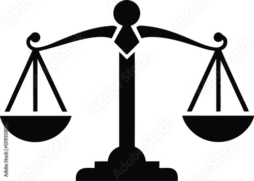 Justice scale silhouette vector, Scale icon, Balance symbol vector