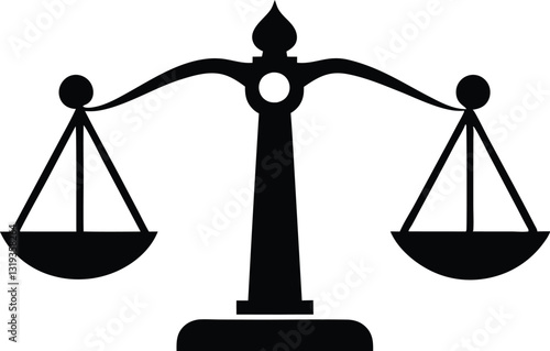 Justice scale silhouette vector, Scale icon, Balance symbol vector