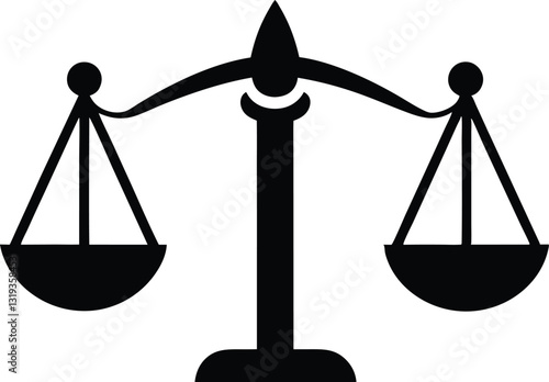 Justice scale silhouette vector, Scale icon, Balance symbol vector