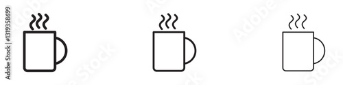 Hot coffee cup Icons in different stroke sizes