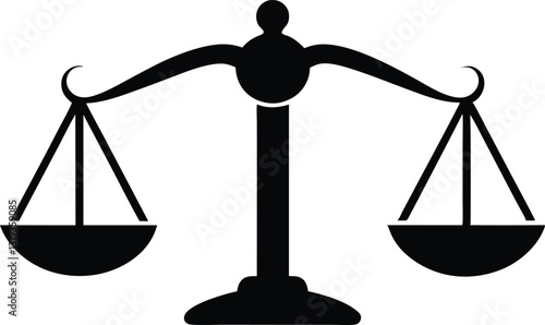 Justice scale silhouette vector, Scale icon, Balance symbol vector