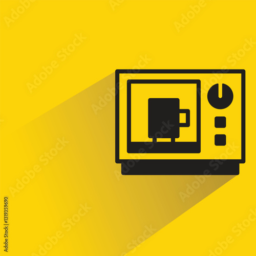 microwave icon with shadow yellow background