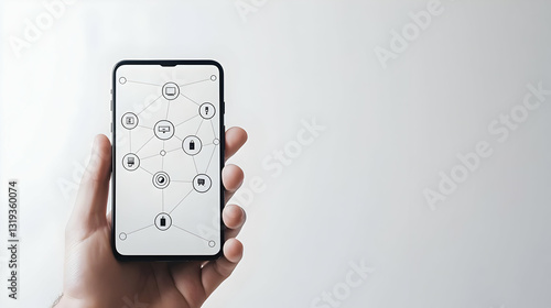 Wallpaper Mural Hand Holding Smartphone with Digital Connectivity Icons Displayed Torontodigital.ca