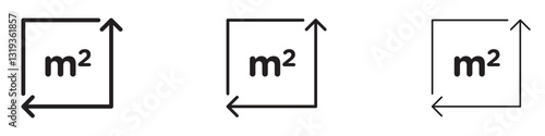 Square Meter Icons in different stroke sizes