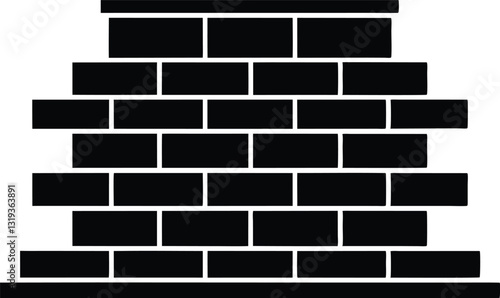 Brick Wall Icon Vector Silhouette Art , wall with white background