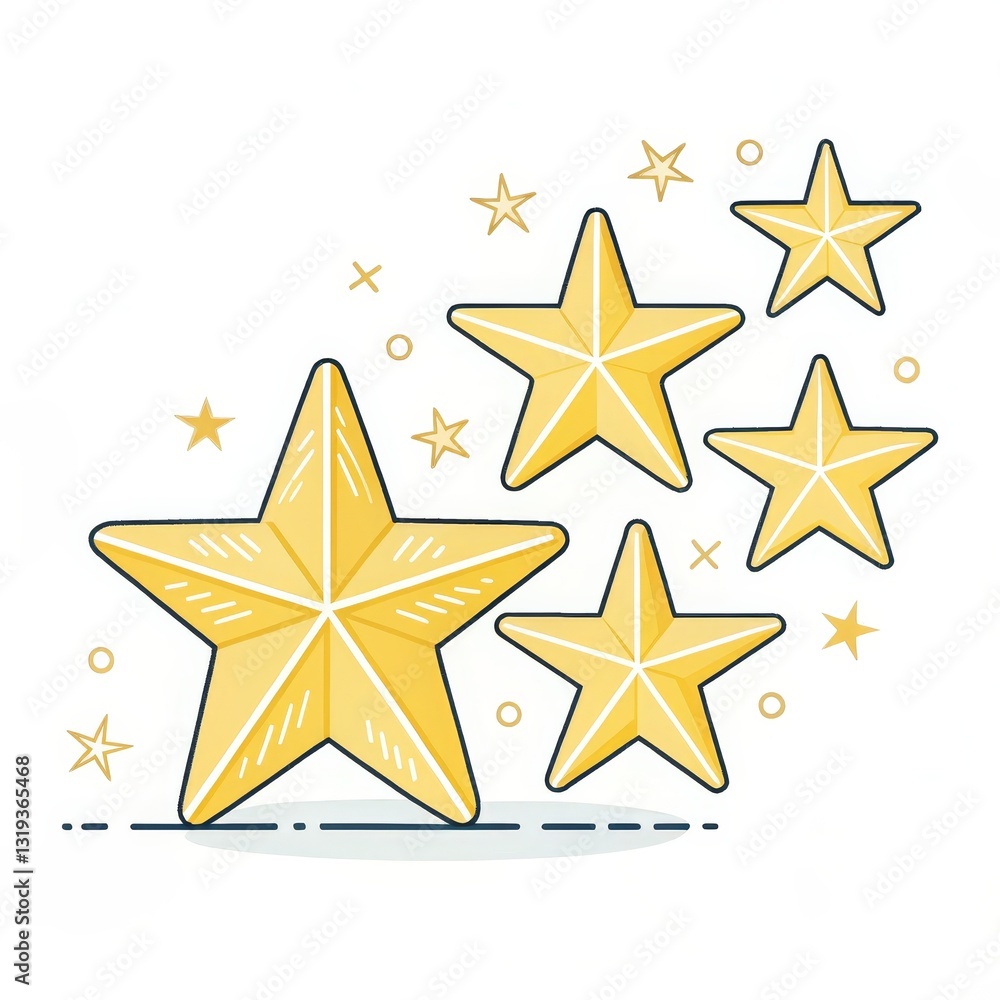 Obraz premium Golden Star Cartoon Set, achievement , success