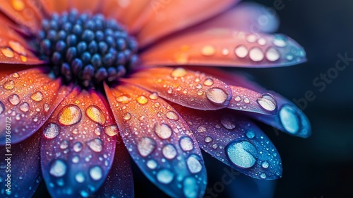 Stunning Macro Photography of a Colorful Flower with Water Droplets for Abstract Background