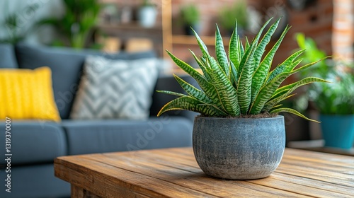 Stylish living room with plant photo