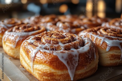 Delicious cinnamon rolls with sweet icing Freshly baked pastries perfect for breakfast or a sweet treat any time of day!