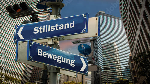 Картината върху платно Signposts the direct way to Movement versus Standstill