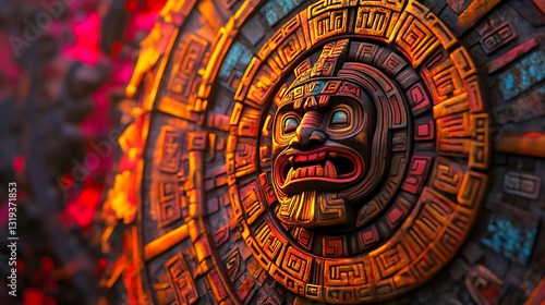 Perfectly structured aztec mandalas sacred shapes vibrant color intricate artwork