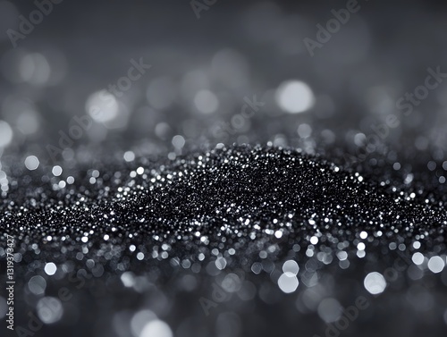 Sparkling Graphite: Close-up shot capturing the shimmering brilliance of finely textured graphite powder, with an exquisite bokeh effect enhancing the depth and visual appeal.