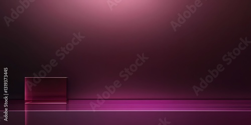 Mysterious Display: A minimalist studio setting, highlighted by a striking gradient of deep magenta hues and subtle illumination. A reflective surface amplifies the dramatic.