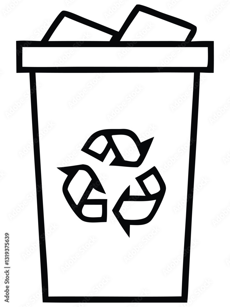 Eco-Friendly Recycling Bin with Green Plant Symbolizing Sustainability and Renewal Eco-Friendly Recycling Bin with Green Plant Symbolizing Sustainability and Renewal