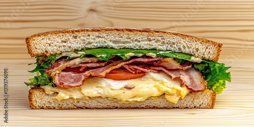 delicious bacon and egg sandwich on whole grain bread