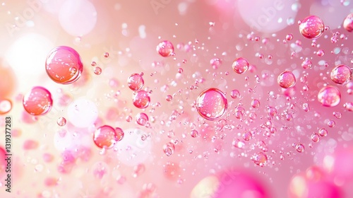 Wallpaper Mural Lipoic Acid Design. Abstract pink bubbles with sparkling light reflections. Torontodigital.ca