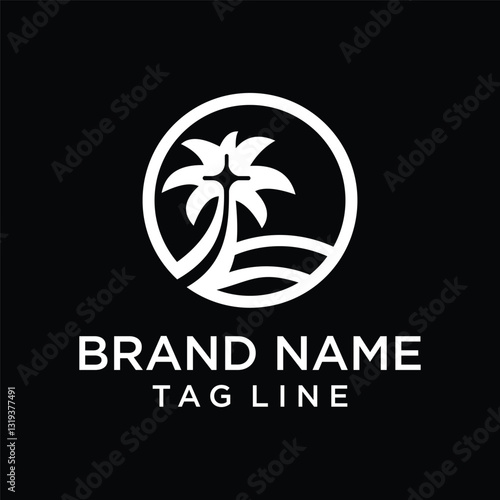 Beach and island logo design, vector design template of beach icons