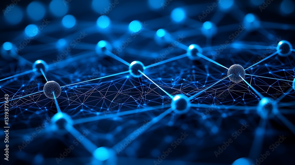 Obraz premium Abstract Network Connection Blue Technology Background