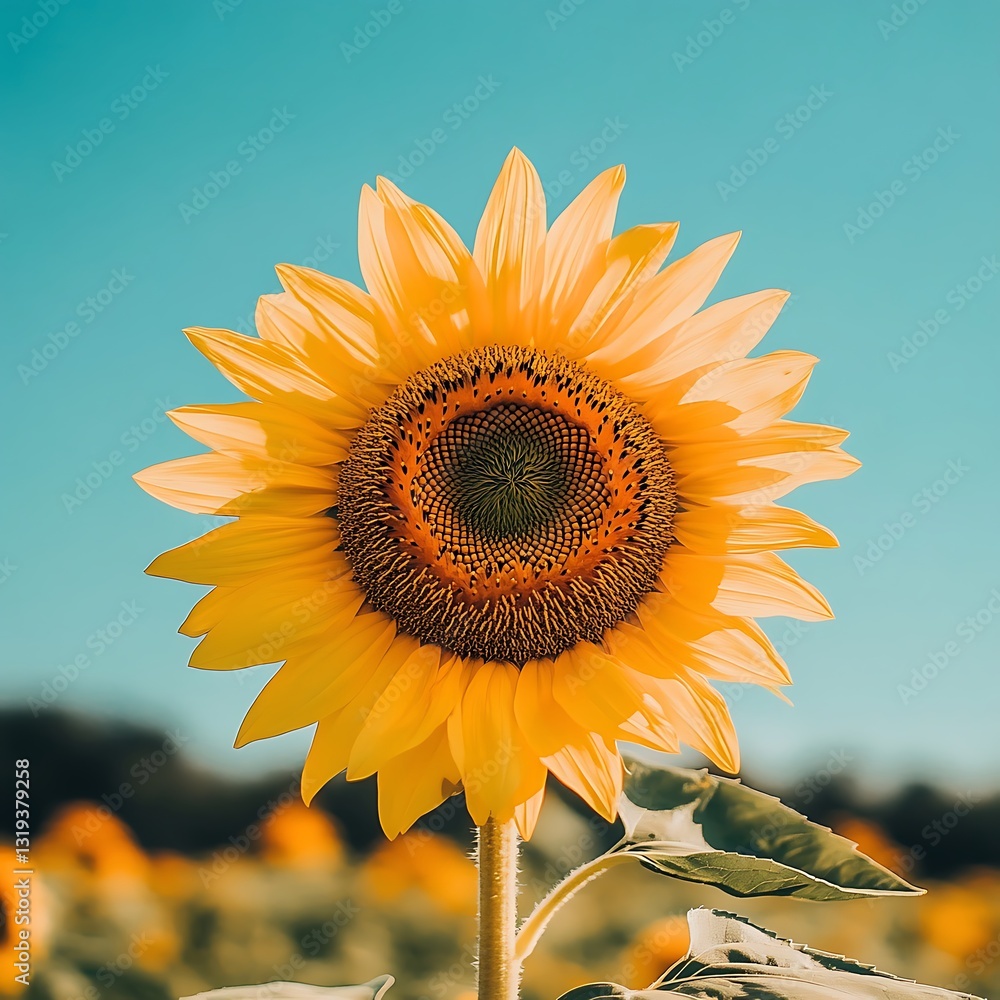 Fototapeta premium Sunflower and clear sky nature beauty high resolution picture