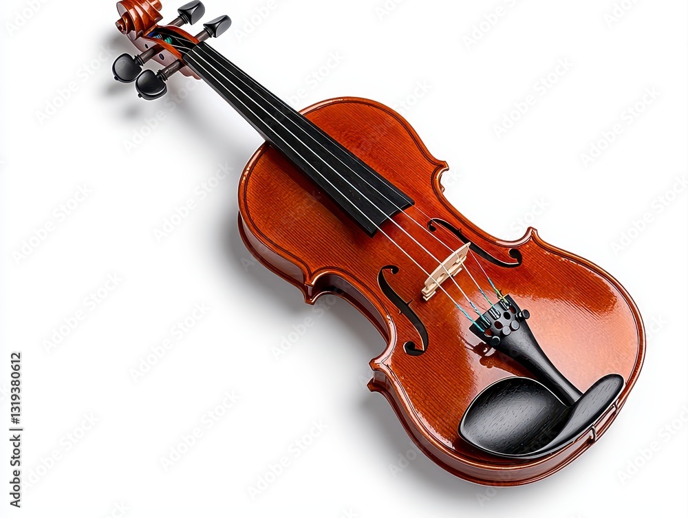 Fototapeta premium Charming wooden toy violin isolated on clean white background perfect for children's play and musical exploration