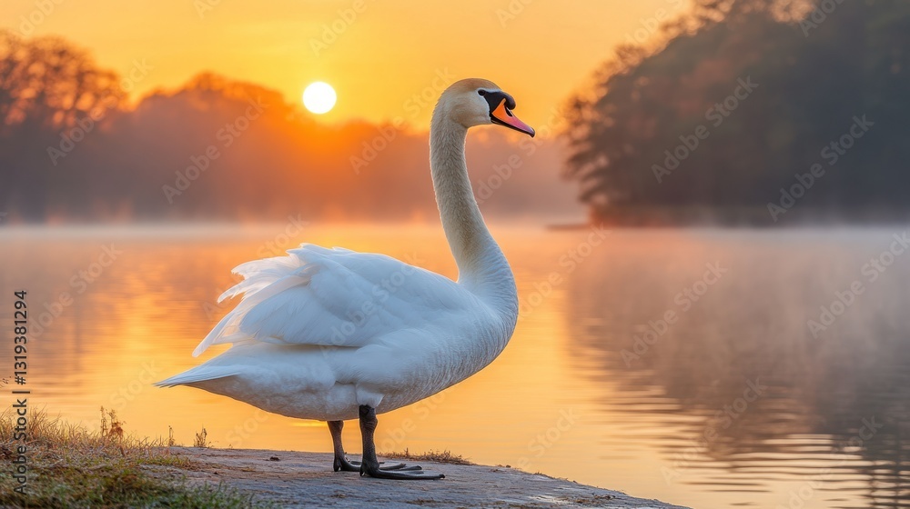 Fototapeta premium Swan at Sunrise