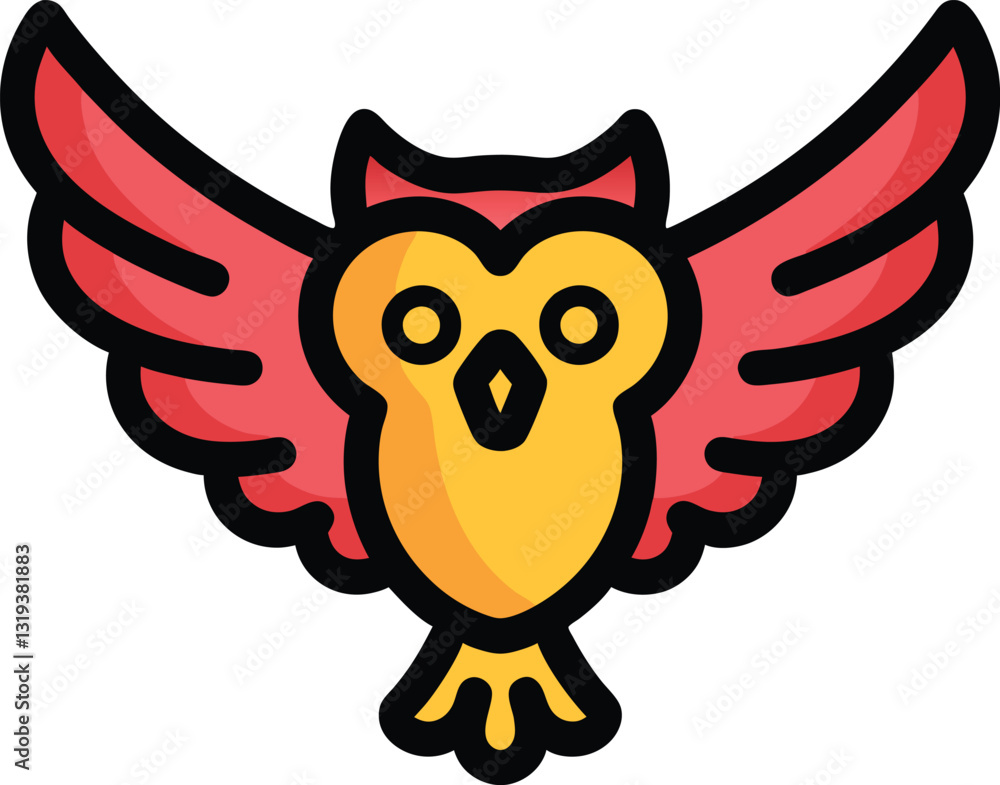 Owl with outstretched wings against an empty backdrop Owl with outstretched wings against an empty backdrop